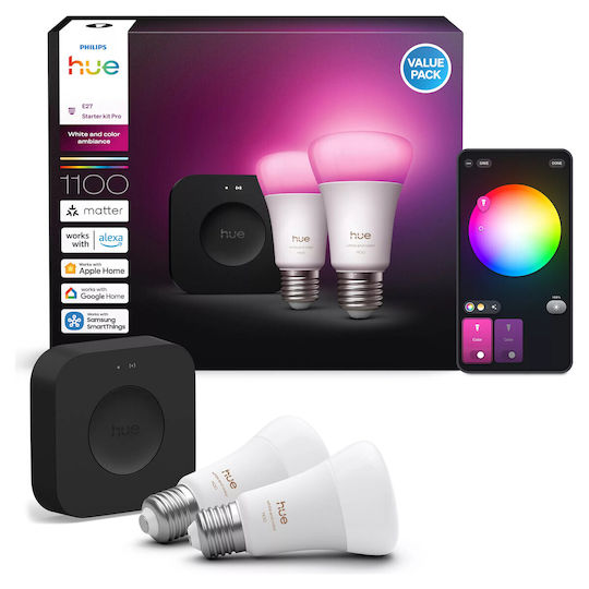 Philips Smart Λάμπα Hue Bridge Pro LED για Ντουί E27