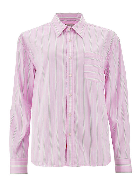 Long Sleeve Women's Shirt Pink Striped