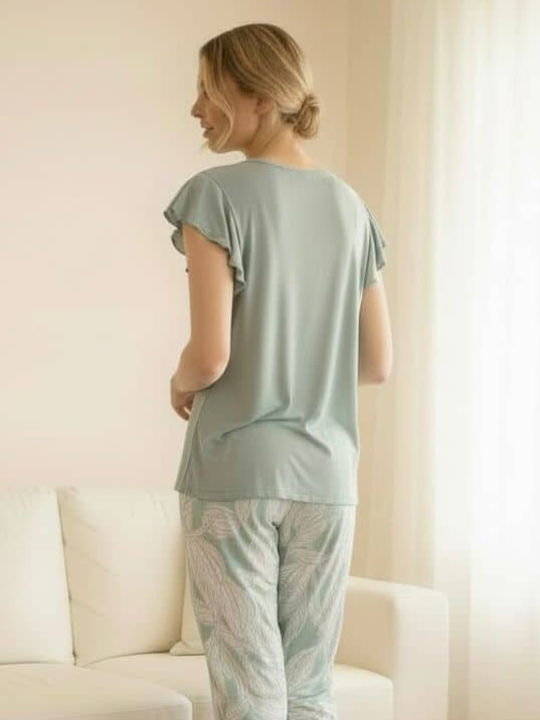 Caress Sommerliches Damen-Pyjama-Set Mint