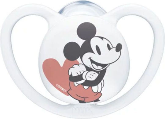 Nuk Space Mickey & Minnie Orthodontic Pacifier Silicone with Case Gray for 6-18 months