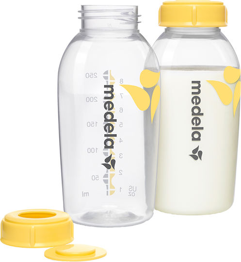 Medela Plastic Baby Bottle Anti-Colic with Silicone Nipple Transparent 250ml 2pcs