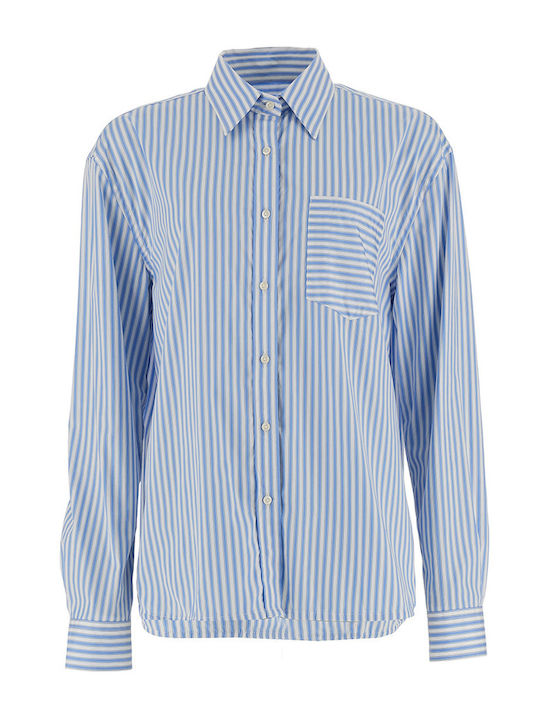 Long Sleeve Women's Shirt Light Blue Striped