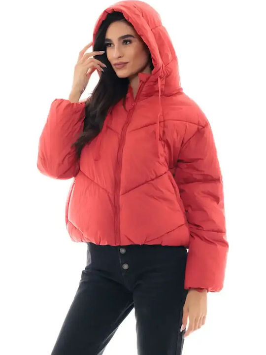 Short Women's Jacket for Spring/Autumn Coral