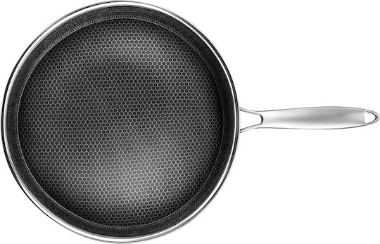 Cheffinger Wok 28 Cm Stainless Steel Induction Compatible 3d Honeycomb Anti-scratch Coating Black Silver