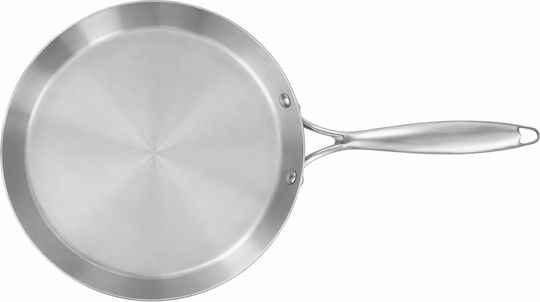 Cheffinger 28 Cm Stainless Steel Crepe Pan Compatible All Heat Sources Induction Silver