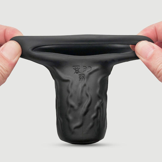 Δονούμενο Κάλυμμα Πέους Σιλικόνης Φλέβες Veined Silicone Vibrating Penis Sleeve Sleeve Penis Tingler Μαύρο