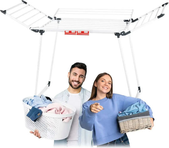 Smartic Lina Uscătoare De Rufe Pliabilă De Pardoseală Metalică Cu Lungimea Suportului De Uscare A Hainelor 22m