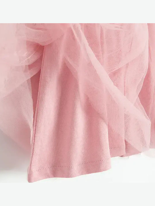 Rochie Fete Mânecă Lungă Din Tulle Roz