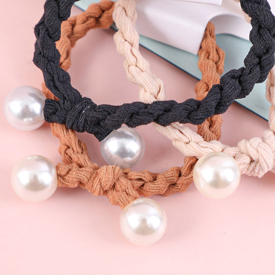 Knitted Hair Scrunchies with Pearls