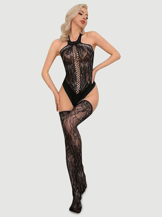 Ολόσωμο Καλσόν Nora 2 Piece Sexy Fishnet Bodystocking Μαύρο