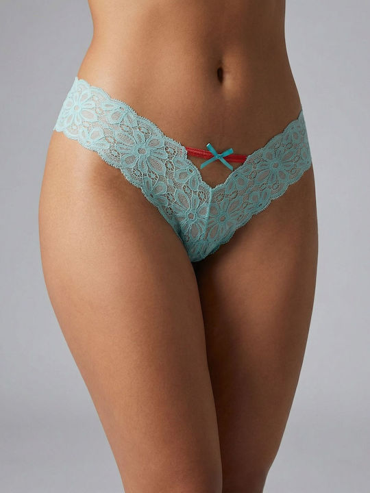 Women's Brazil with Lace Aqua