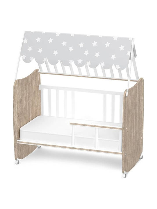 Lorelli Stars White Baby Crib with Wheels