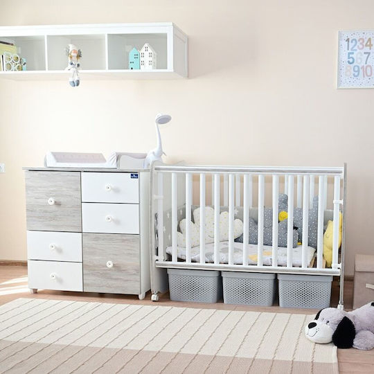 Lorelli Polymorphe Babybett Stars Weiß mit Räder