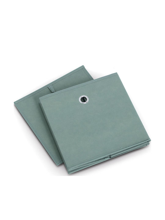 Children's Foldable Storage Box Fabric Green 28x28x28cm