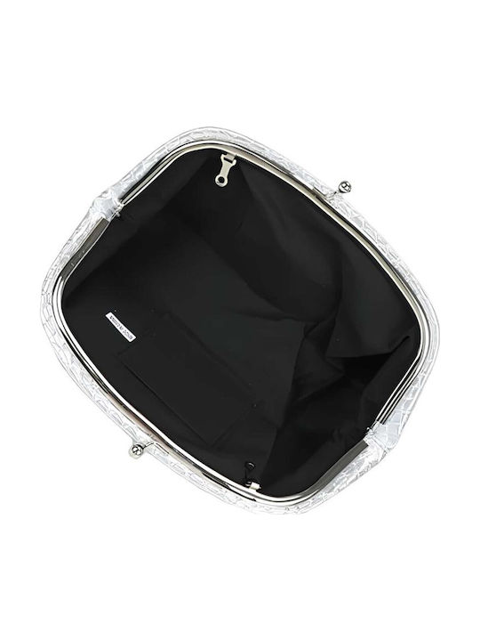 Gallantry Woven Evening Clutch Women Ball Lock Chain Shoulder Strap Silver