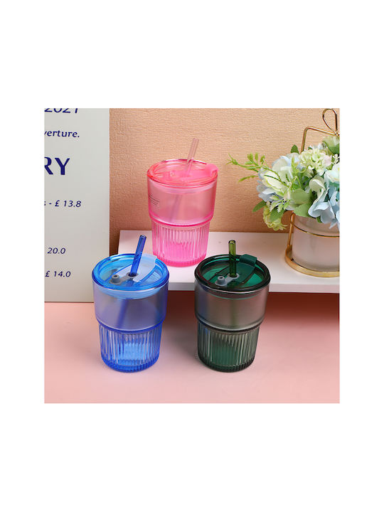 Pahar Cafea Freddo Din Sticlă Maro Cu Pai 450ml