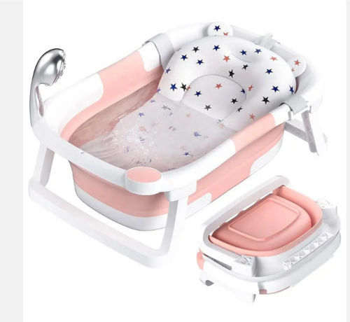 Little Mom Cadă Pliabilă pentru Bebeluși cu Termometru Roz