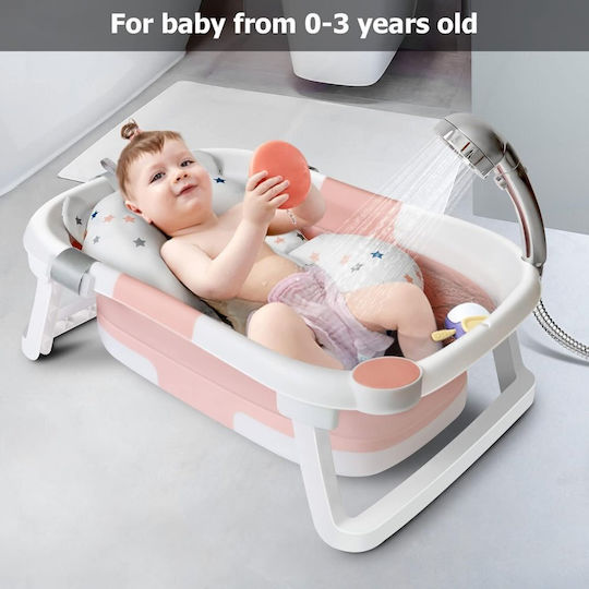 Little Mom Cadă Pliabilă pentru Bebeluși cu Termometru Roz