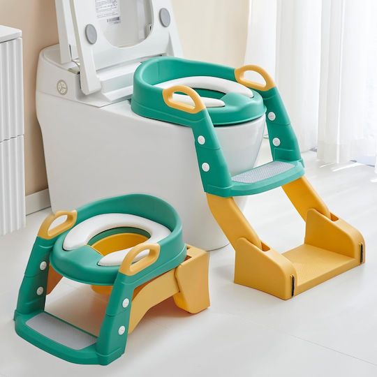 Little Mom Scaun de Toaletă Pentru Copii BH-BC-301 Galben Cu Treaptă, Mânere & Pernuță