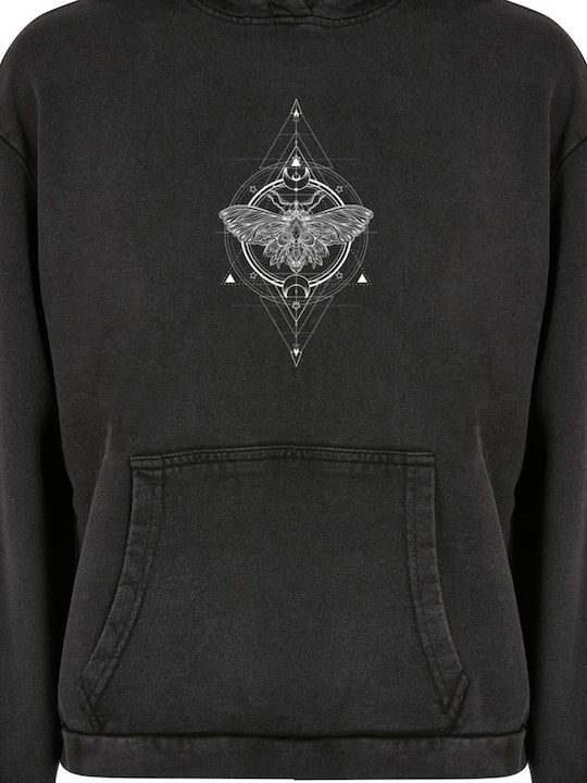Ladies Moth Long Women's Sweatshirt Hooded Black
