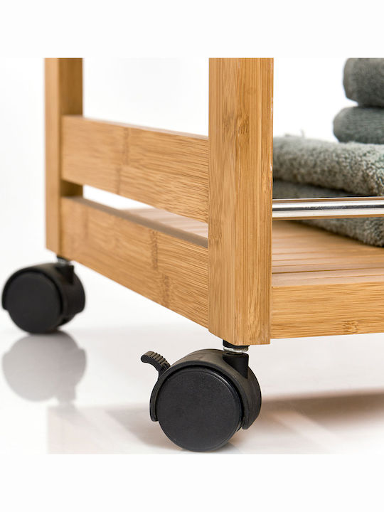 Wooden Kitchen Trolley 3 Tiers Silver 45.5x38x76cm