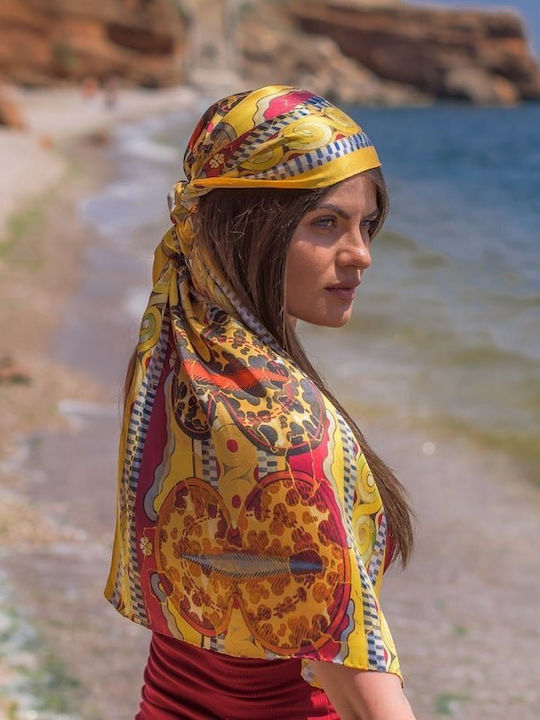 Kalfas Luxury Silk Women's Silk Shawl Yellow