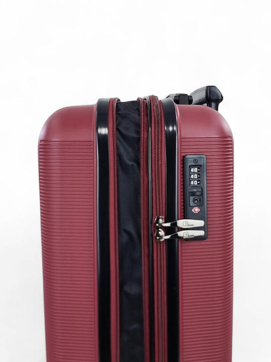 Rain Cabin Hard Burgundy Suitcase with 4 Wheels Height 55cm