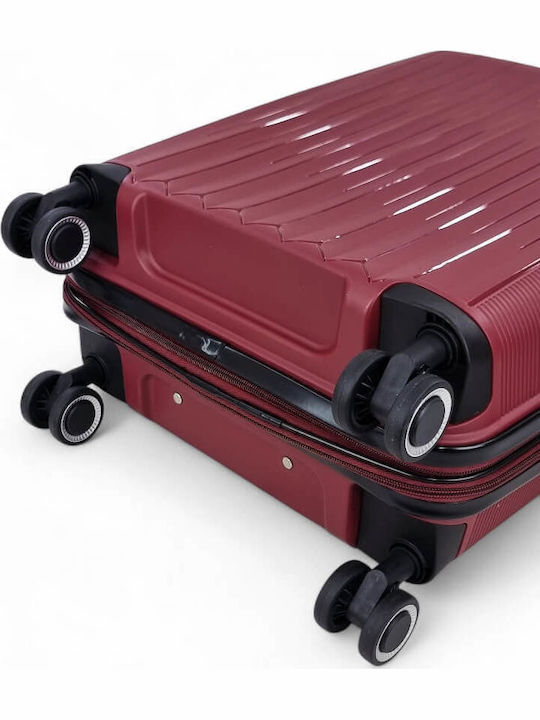 Rain Cabin Hard Burgundy Suitcase with 4 Wheels Height 55cm