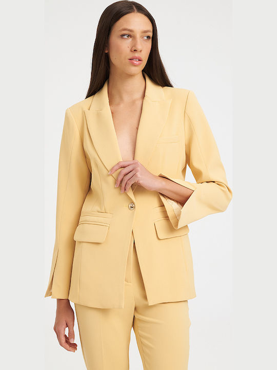 Mind Matter Women's Blazer Yellow