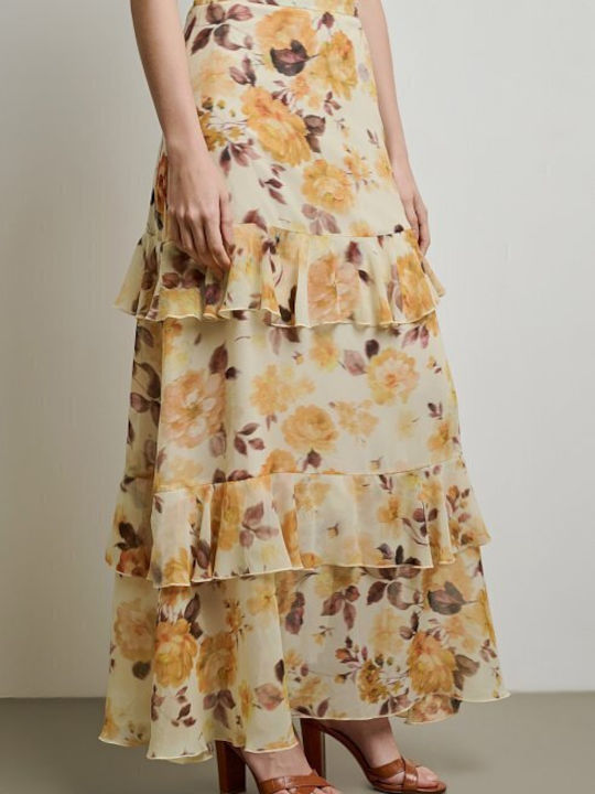 Maxi Φούστα Floral Κίτρινο