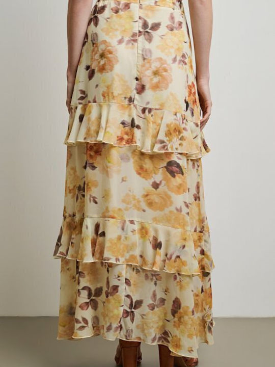 Maxi Φούστα Floral Κίτρινο