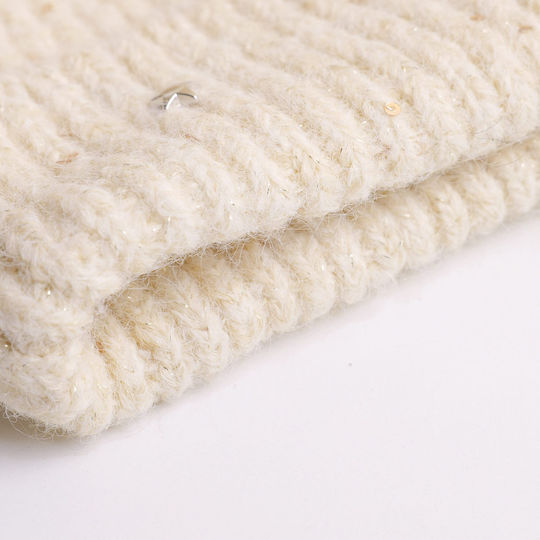 Beanie Unisex Σκούφος Πλεκτός σε Μπεζ χρώμα