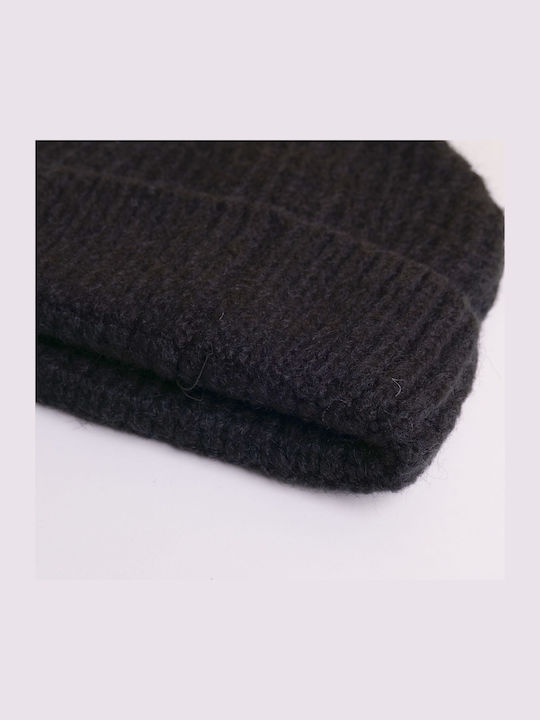 Beanie Unisex Σκούφος Πλεκτός σε Μαύρο χρώμα