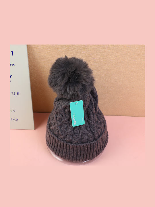 Beanie Unisex Σκούφος Πλεκτός σε Γκρι χρώμα