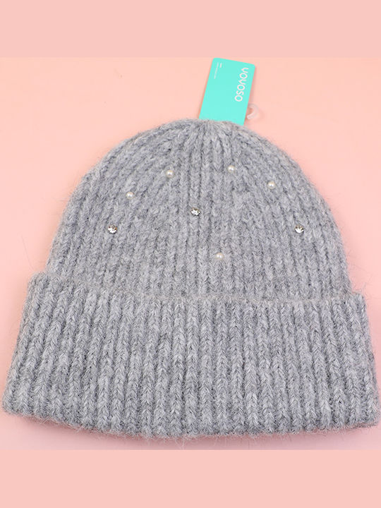 Beanie Unisex Σκούφος Πλεκτός σε Γκρι χρώμα
