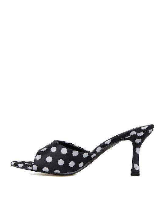 Satin Mules With High Heel In Black Color