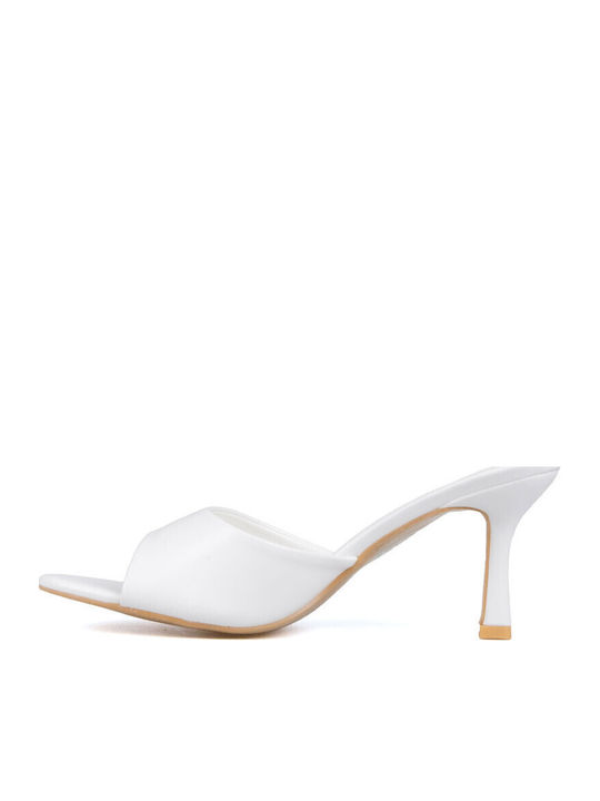 Mules With High Heel In White Colour