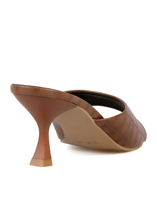 Mules With High Heel In Brown Colour