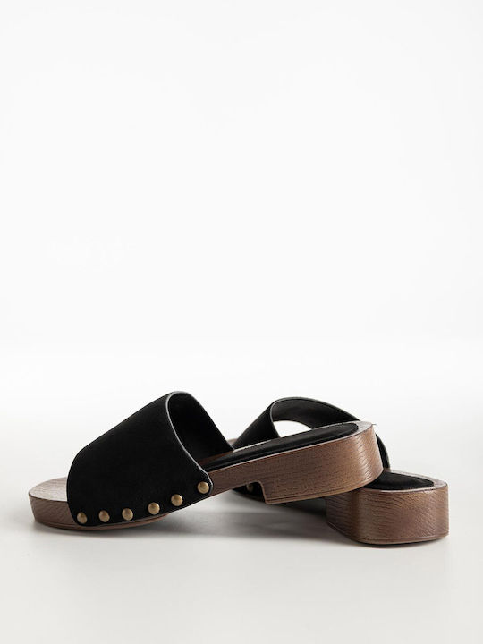 Flat Suede Mules In Black Colour K26-301-77-656-Black