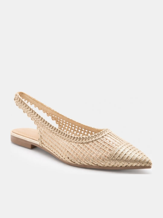 Γυναικείες Μπαλαρίνες Slingback σε Χρυσό Χρώμα