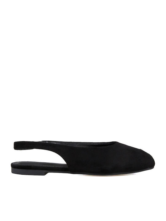 Wildleder Damen Ballerinas Mit Riemen in Schwarz Farbe