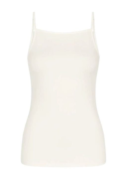 Silk White Women's Tank Top with Spaghetti Strap