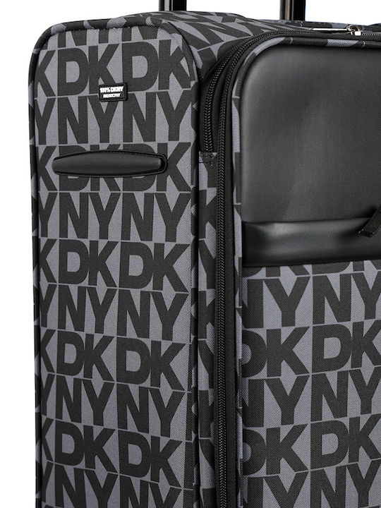 DKNY Μεσαία Βαλίτσα Ταξιδίου Υφασμάτινη Μαύρο με 4 Ρόδες