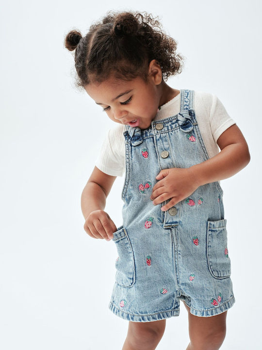Kinder Latzhose Denim Strawberry Pink