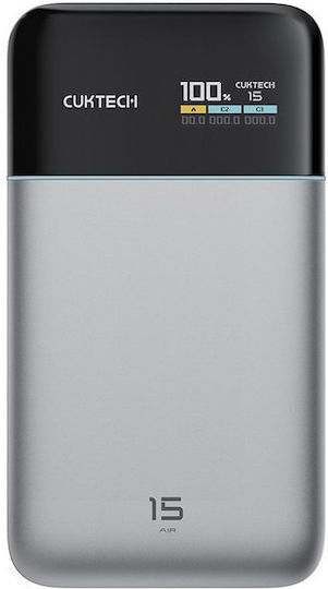 Cuktech PB150S Power Bank 15000mAh 100W με Θύρα USB-A και 2 Θύρες USB-C Γκρι