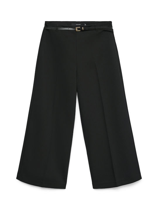 Women's Zip Culottes in Wide Leg Black