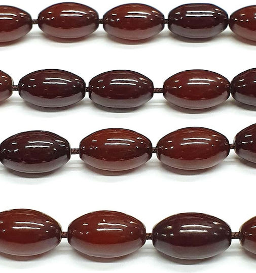 Roloi Komboloi Worry Beads with 33 Beads Made of Mastic Length 37cm Brown