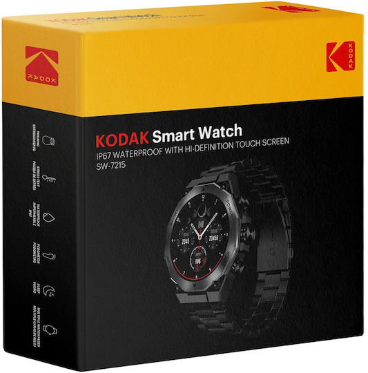 Kodak Sw-7215 Edelstahl Smartwatch mit SIM und Herzfrequenzmesser Schwarz