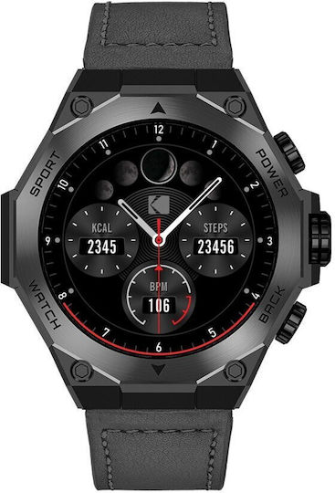 Kodak Sw-7215 Edelstahl Smartwatch mit SIM und Herzfrequenzmesser Schwarz