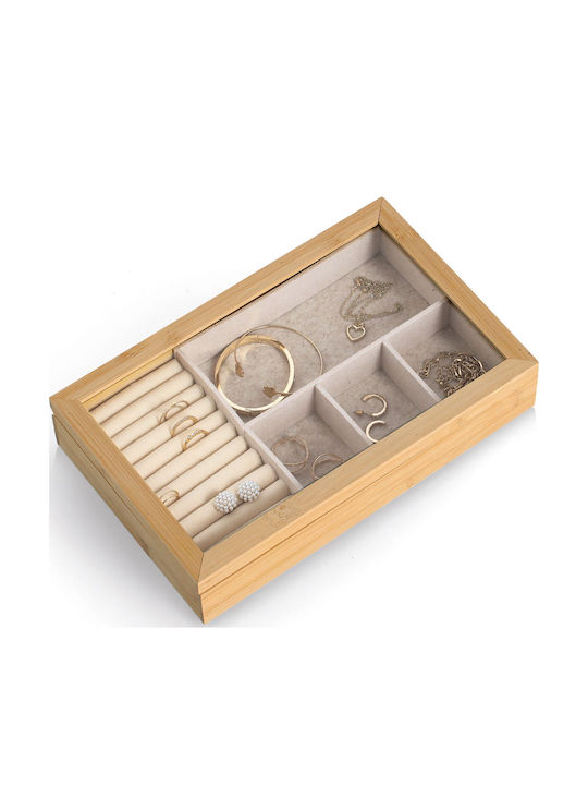 Cutie Pentru Bijuterii Din Lemn Bej 29x18x5.9cm